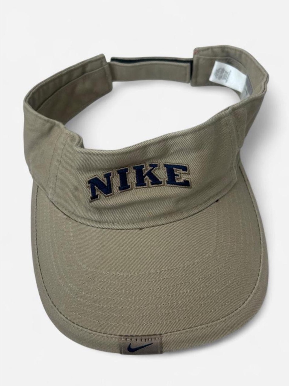 Vintage Nike Silver Tag Khaki Visor with Navy Embroidered Logo - Picture 2 of 7